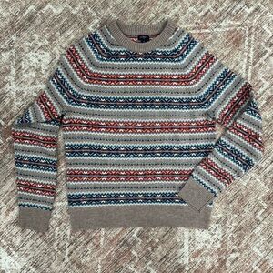 J Crew Sweater Mens Small Lambs Wool Fair Isle Nordic Pullover Long Sleeve Knit